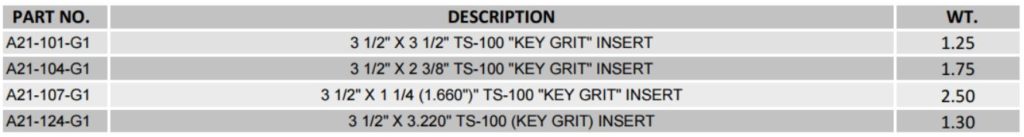 TS-100 INSERTS